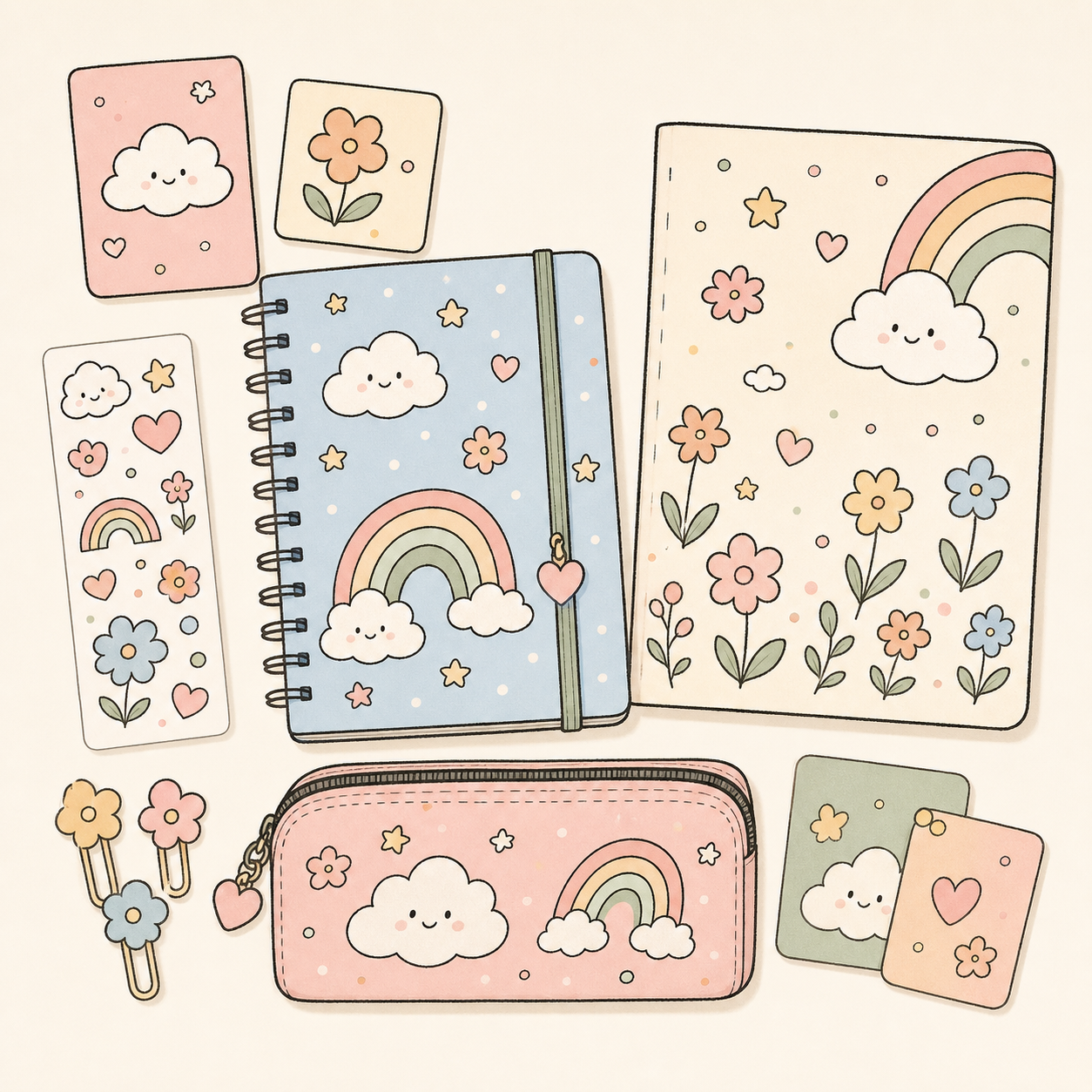 Kit Caderno Jardim das Nuvens